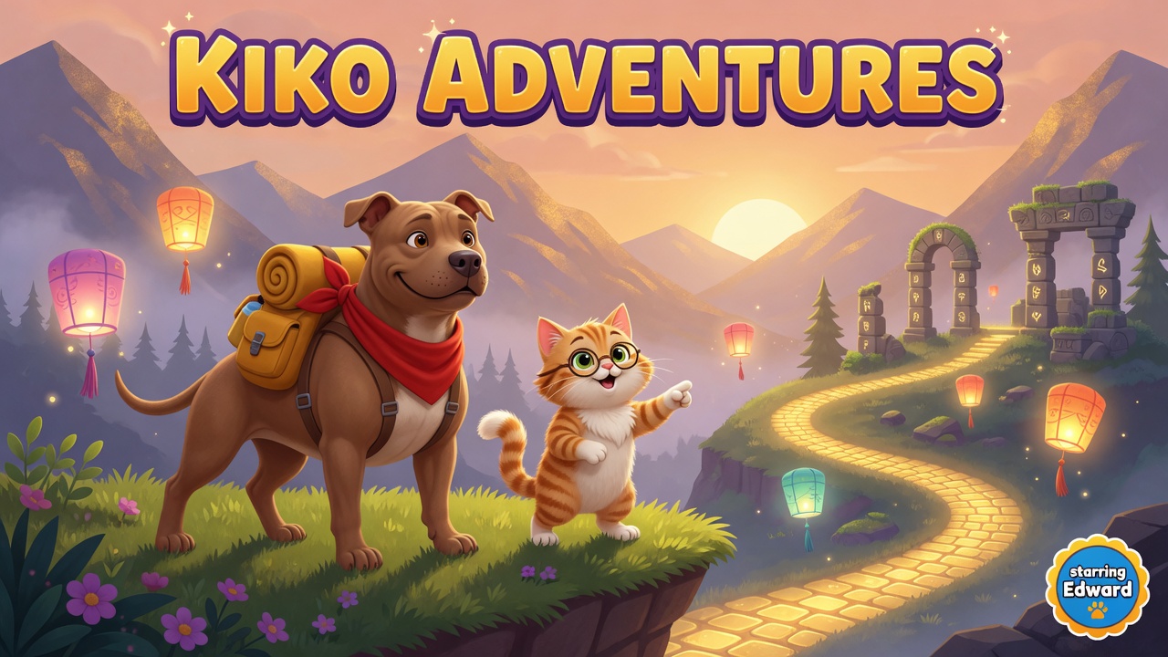 Kiko the pitbull and Edward the orange tabby ready for adventure